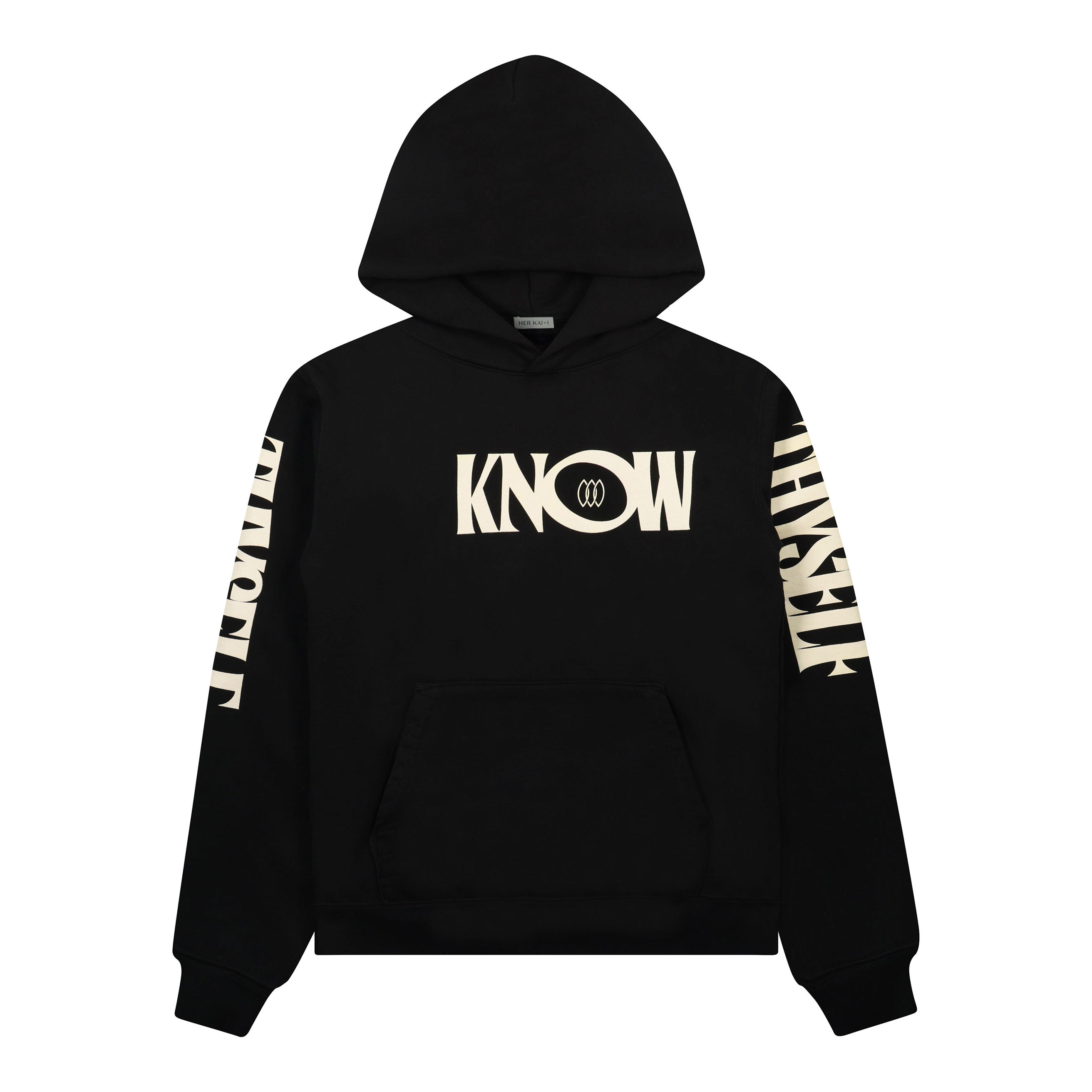 Our signature Know Thyself statement hoodie by Her Kai & I in Black