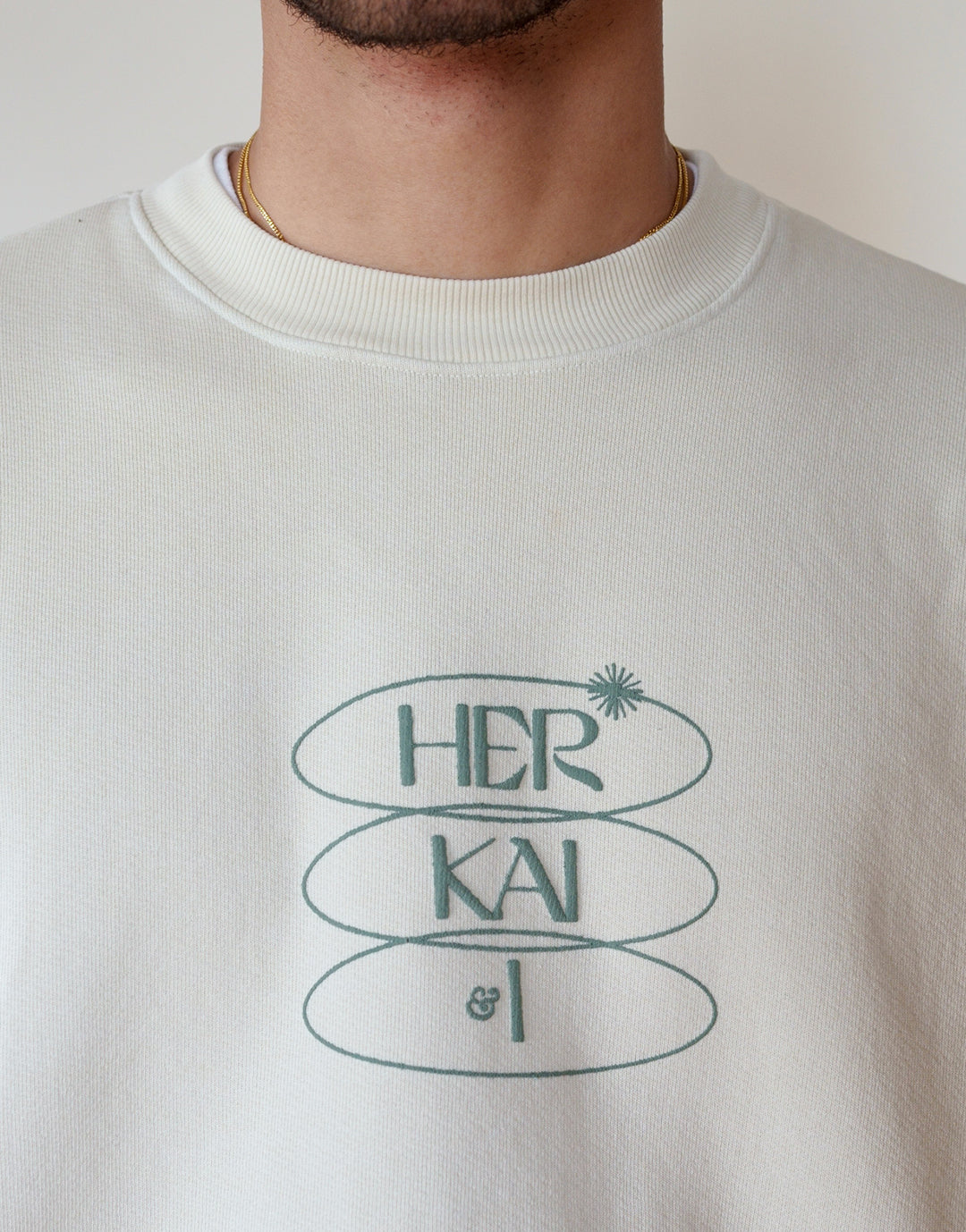 Detail Shot of Her Kai & I Logo Puff Print