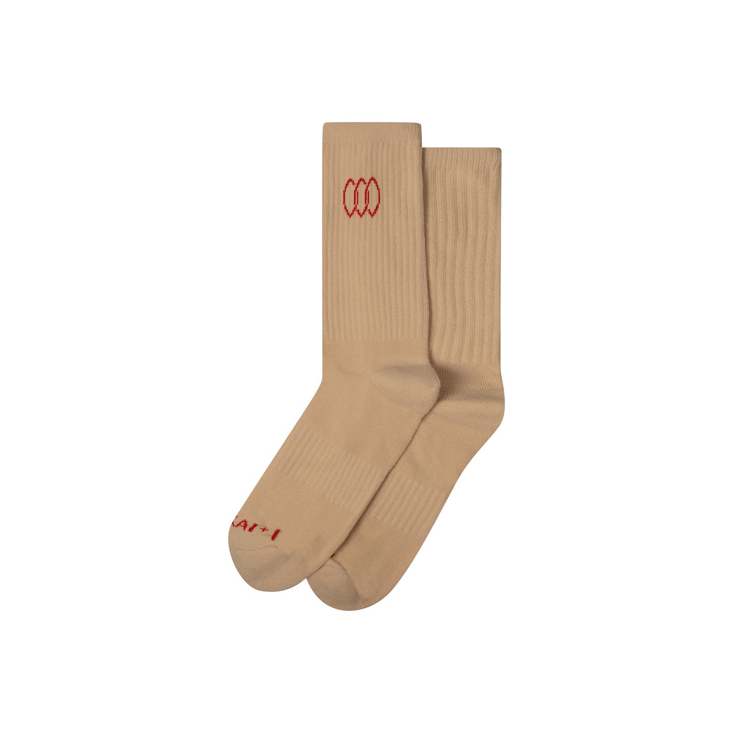 Three Leaf Cotton Socks in Taupe by Her Kai & I. It feaures our sage leaf print design in Red