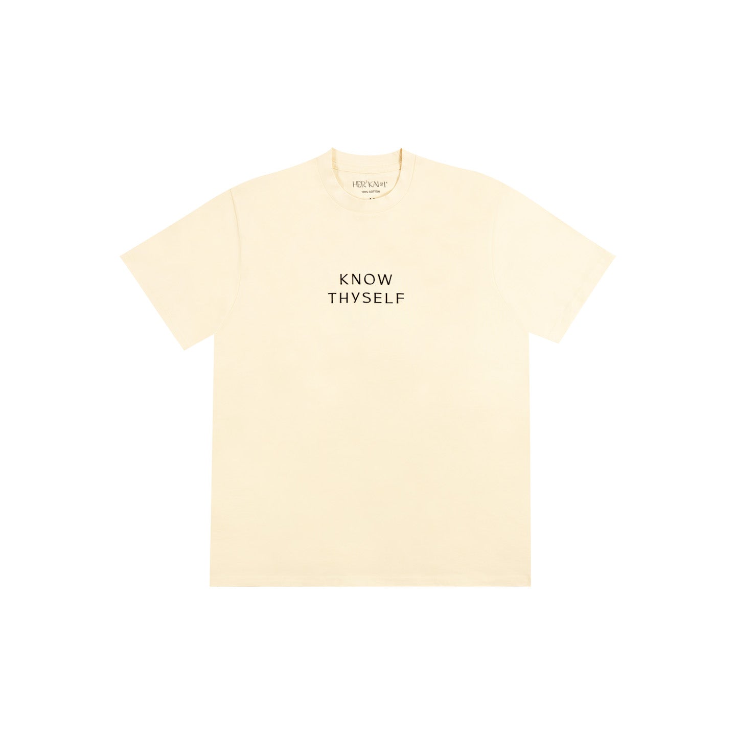 KNOW THYSELF T-SHIRT BY HER KAI & I IN CREAM COLOR