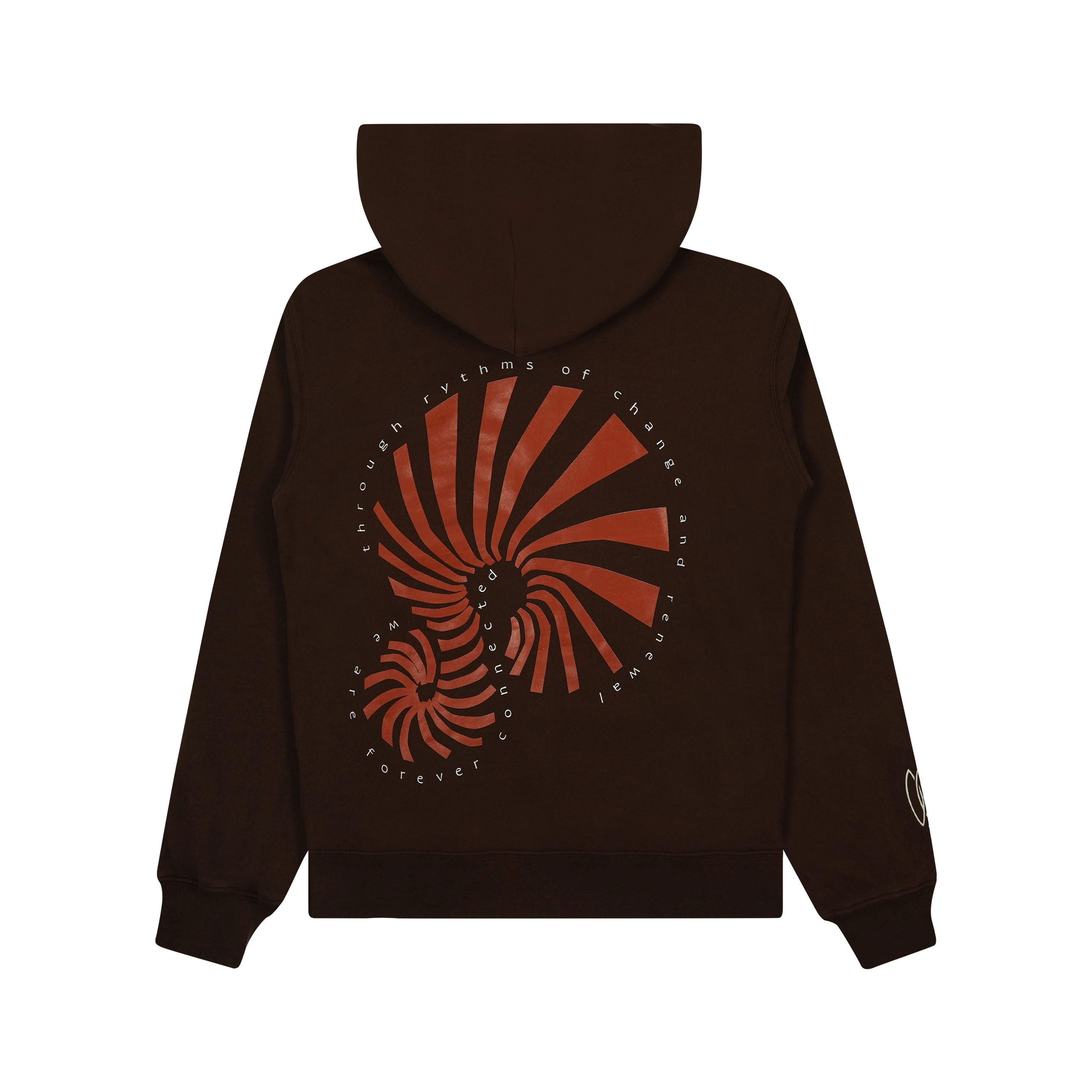 Back View of Graphic on Forever Connected Zip-Up in Brown