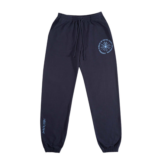 FRONT VIEW OF UNIVERSAL PURSUIT JOGGERS IN DEEP BLUE BY HER KAI & I