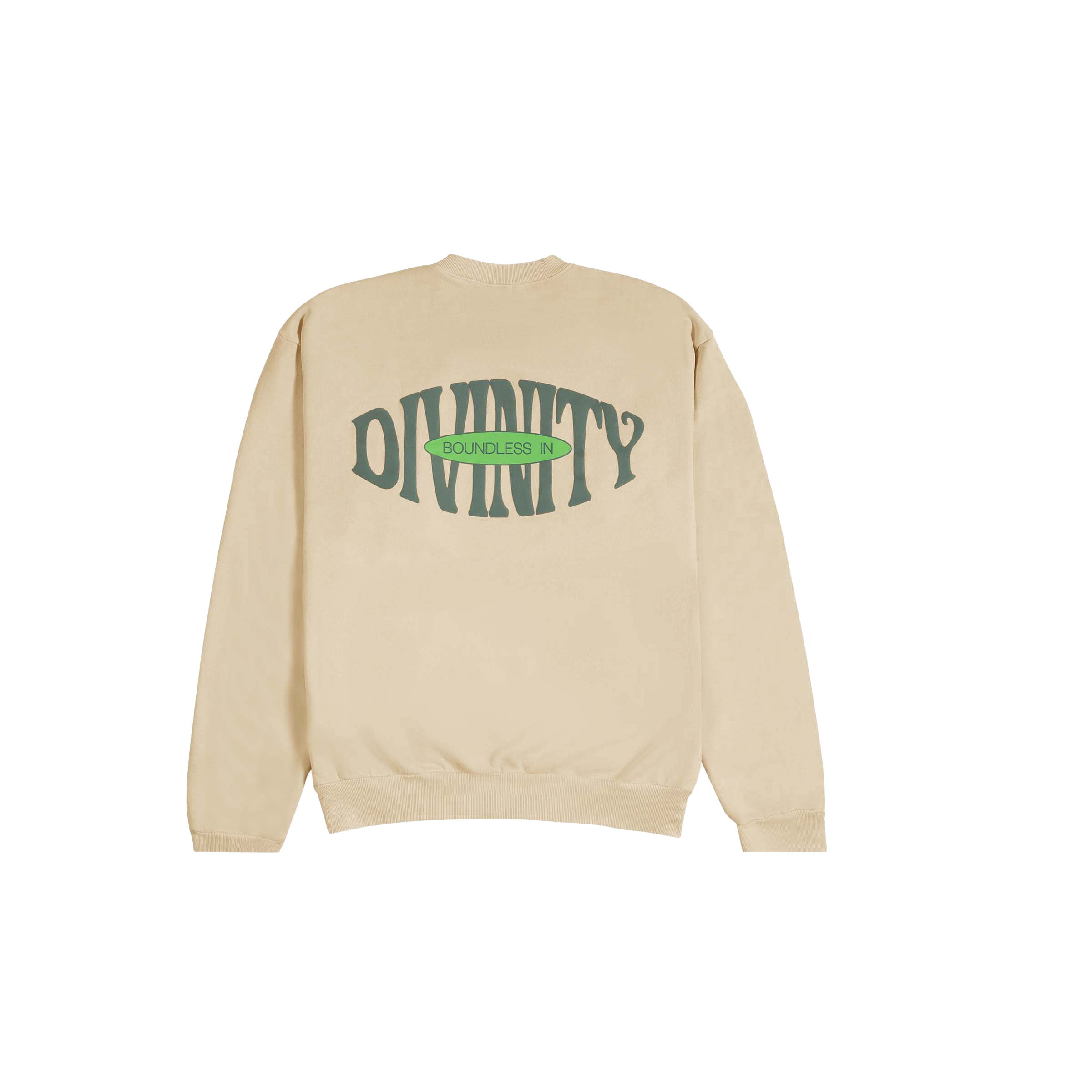 BACK VIEW OF BOUNDLESS IN DIVINITY CREWNECK BY HER KAI & I