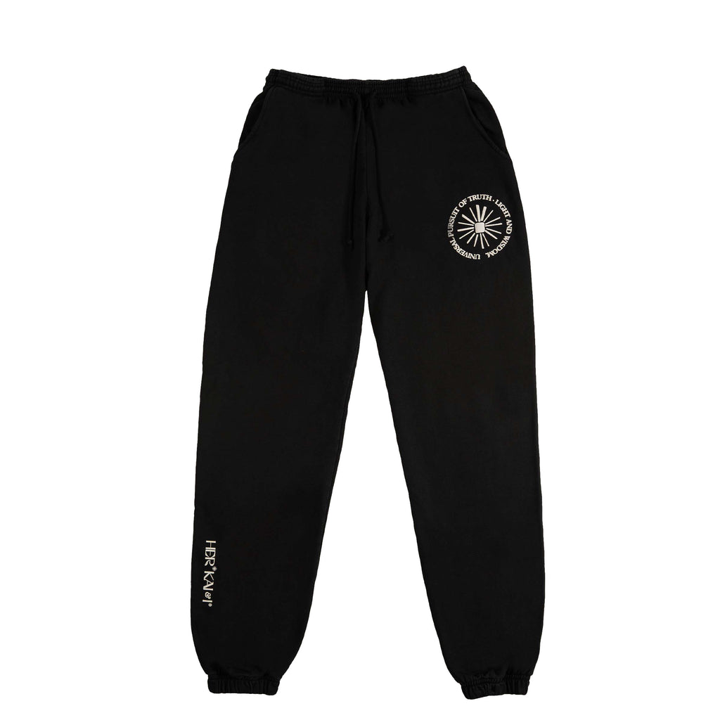 FRONT VIEW OF UNIVERSAL PURSUIT JOGGERS IN BLACK BEAUTY